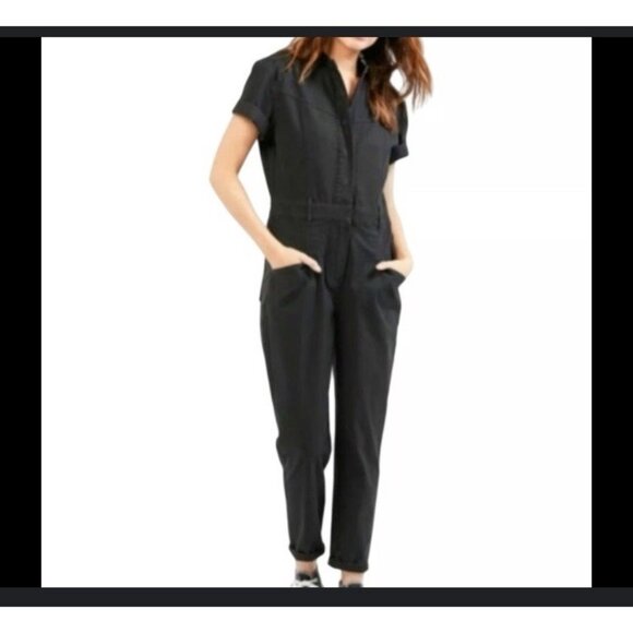 NWT Outerknown Black Jumpsuit Womens XS Utility One Piece - Picture 1 of 11